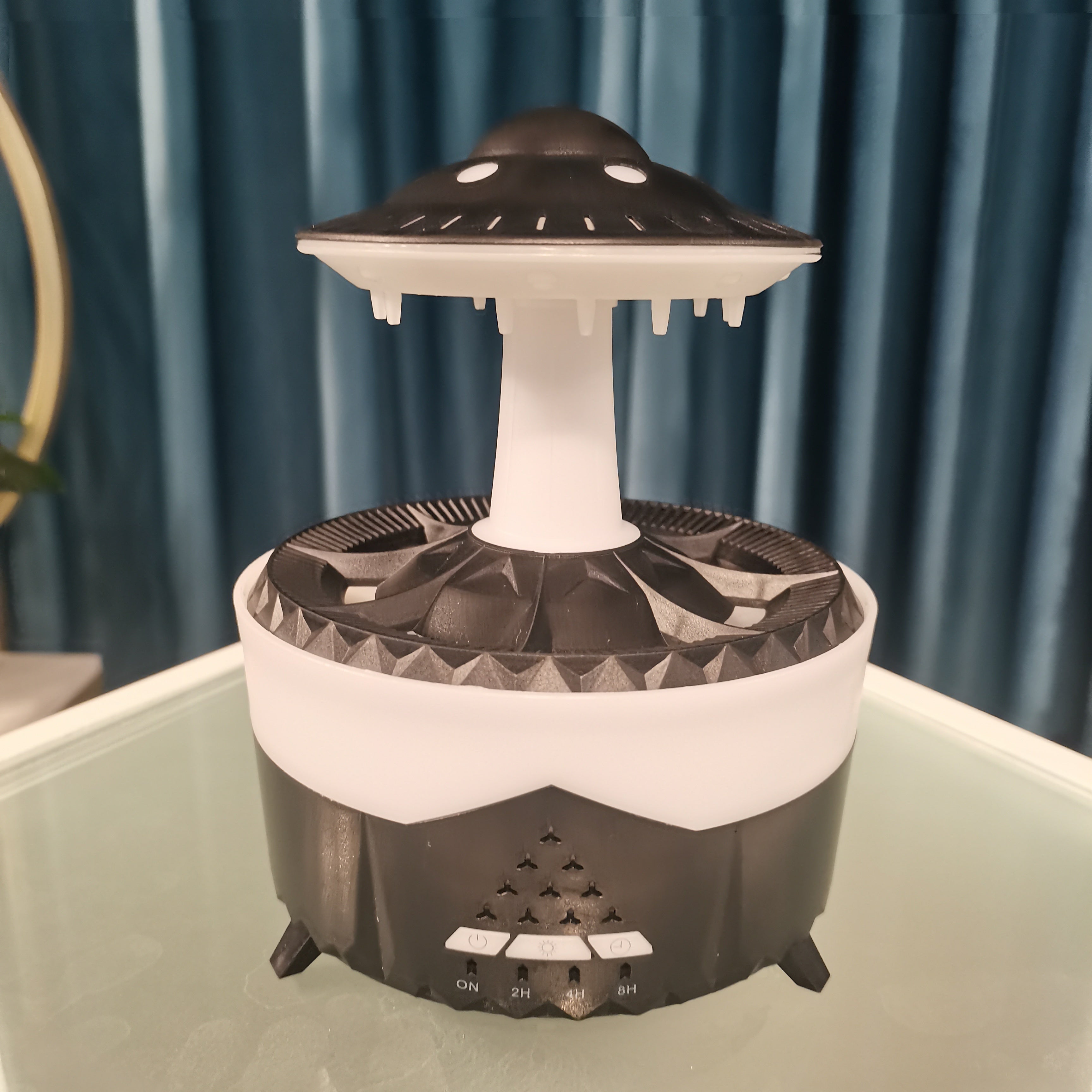 UFO Rain Humidifier – Aromatherapy Diffuser with LED & Raindrop Simulation (350ml)