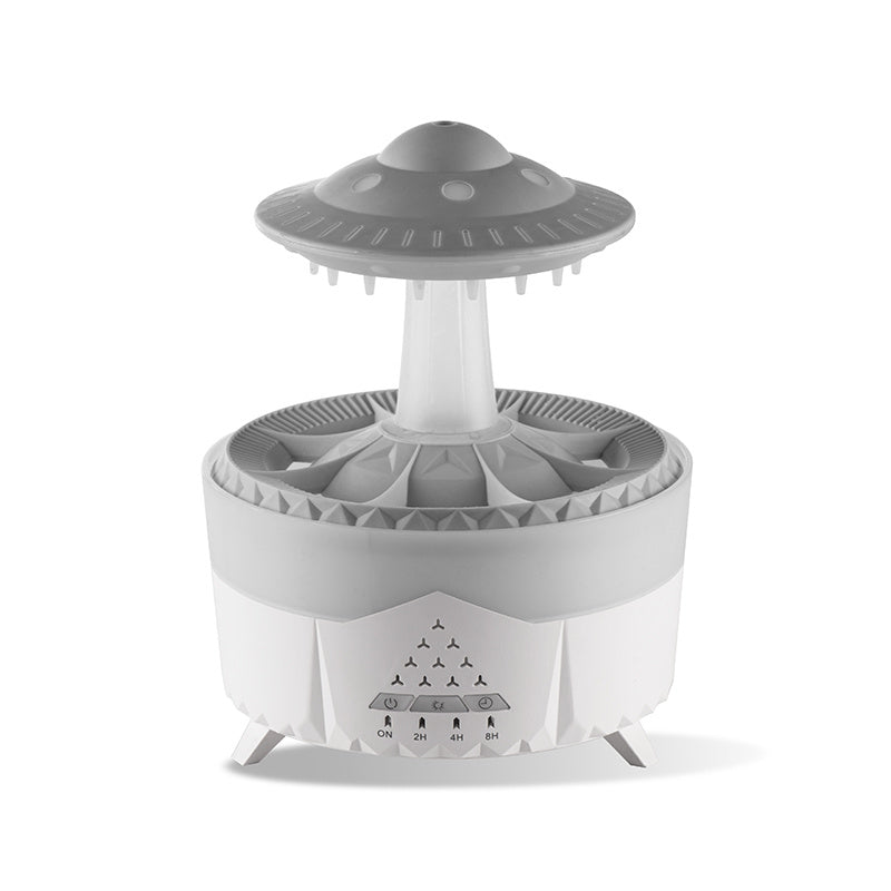 UFO Rain Humidifier – Aromatherapy Diffuser with LED & Raindrop Simulation (350ml)