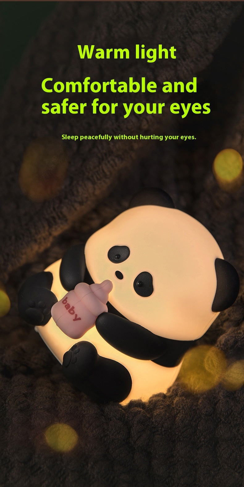 Cute Panda Night Light – Rechargeable Silicone Touch Lamp for Kids & Bedroom Decor