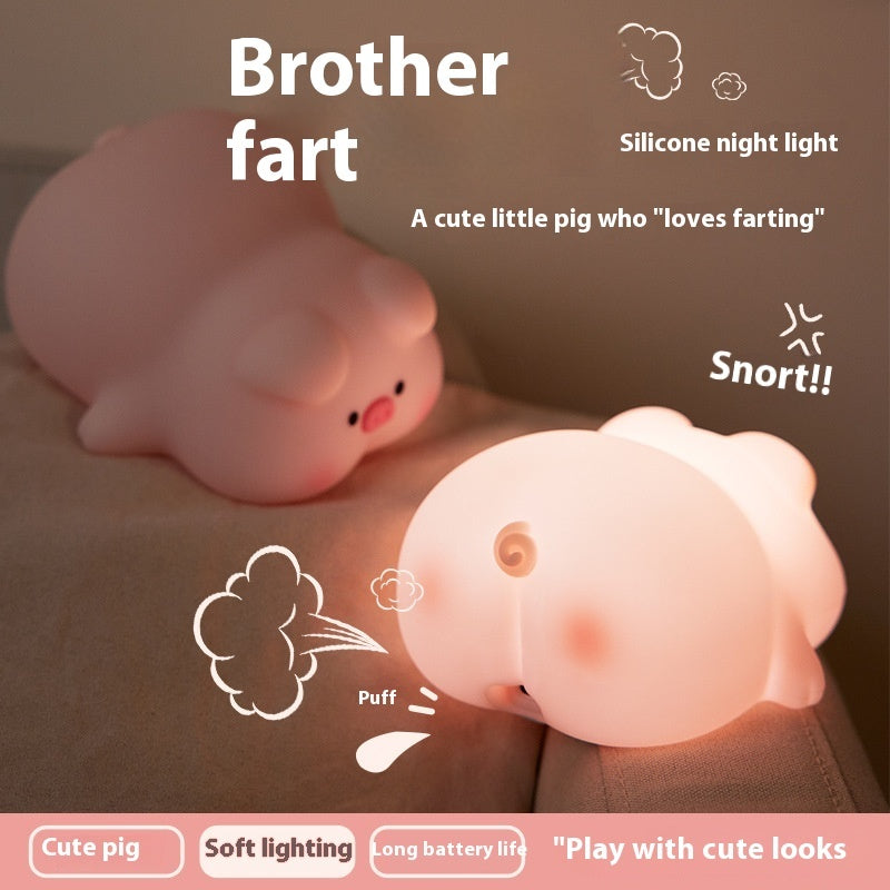 Cute Piggy Silicone Night Light – Rechargeable Kids Bedside Lamp (Free Shipping)