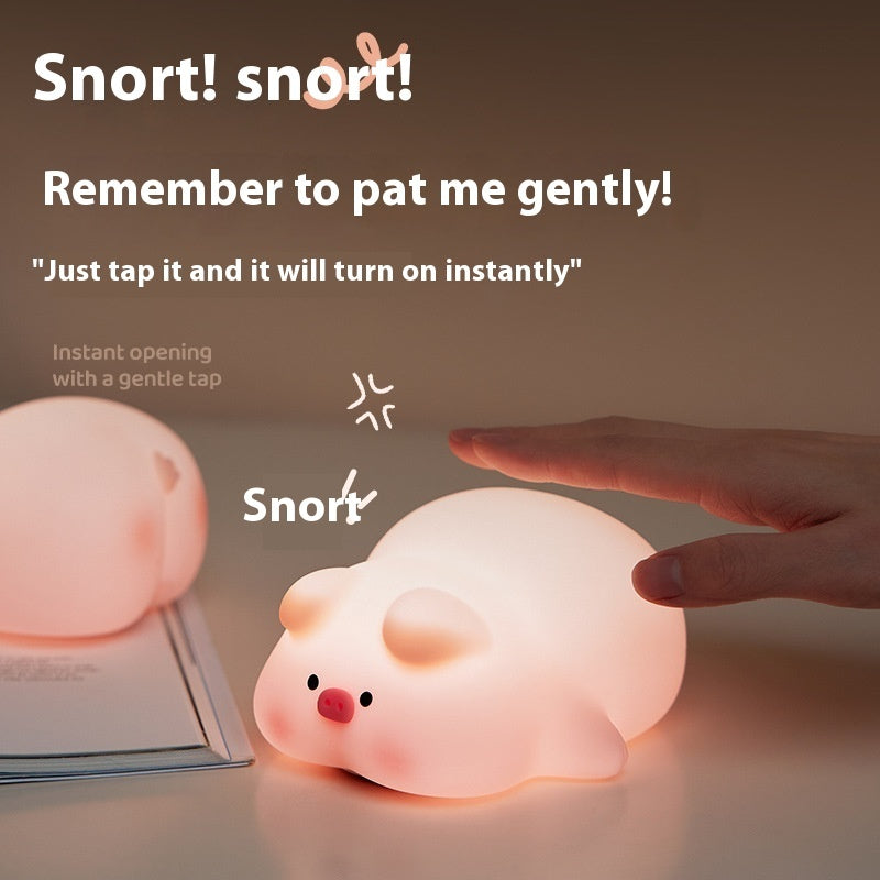 Cute Piggy Silicone Night Light – Rechargeable Kids Bedside Lamp (Free Shipping)