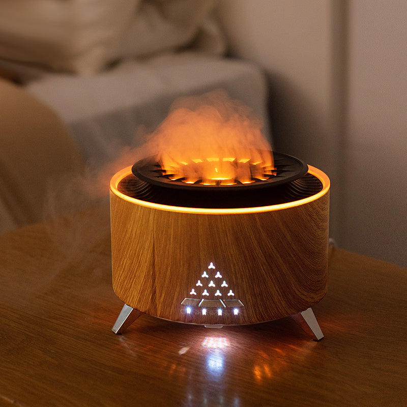 Remote Control Flame Diffuser – Volcano Style Humidifier with LED Ambience