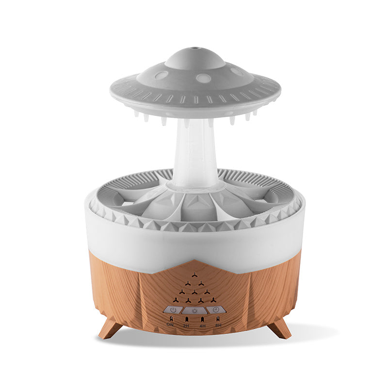 UFO Rain Humidifier – Aromatherapy Diffuser with LED & Raindrop Simulation (350ml)