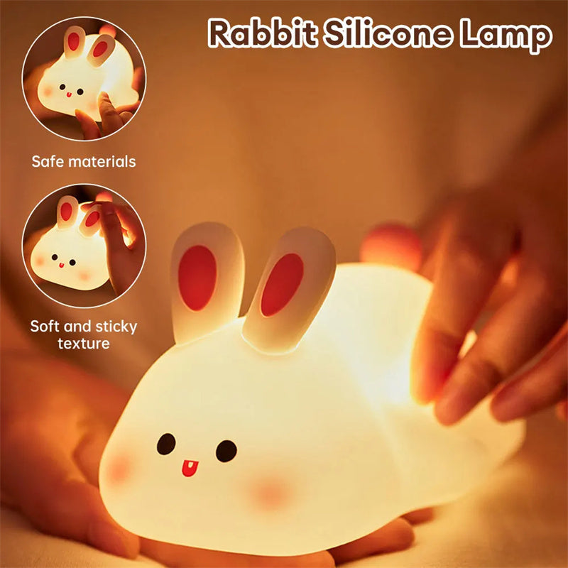 Rabbit Silicone Night Lamp – Cute LED Bedside Light for Kids & Home Decor Free Shipping