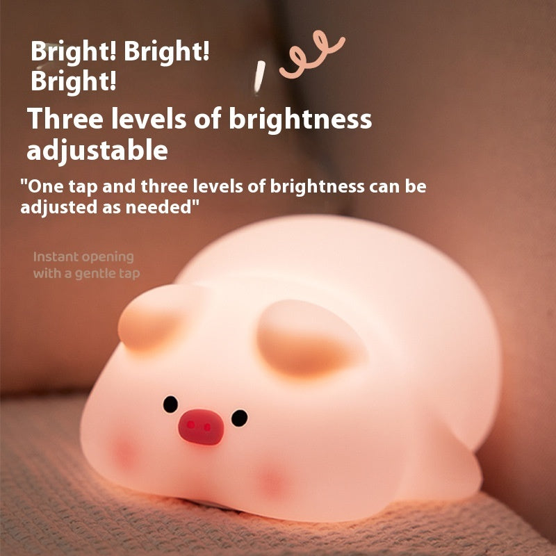 Cute Piggy Silicone Night Light – Rechargeable Kids Bedside Lamp (Free Shipping)