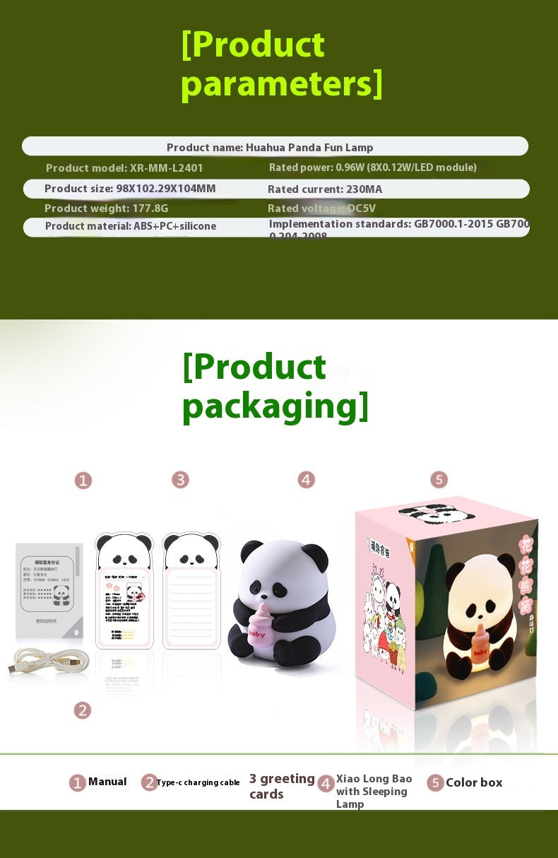 Cute Panda Night Light – Rechargeable Silicone Touch Lamp for Kids & Bedroom Decor