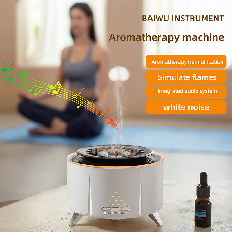 Remote Control Flame Diffuser – Volcano Style Humidifier with LED Ambience